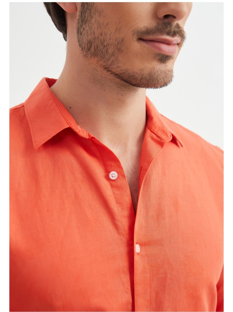 Camicia di lino Kebello Arancione - Kiabi