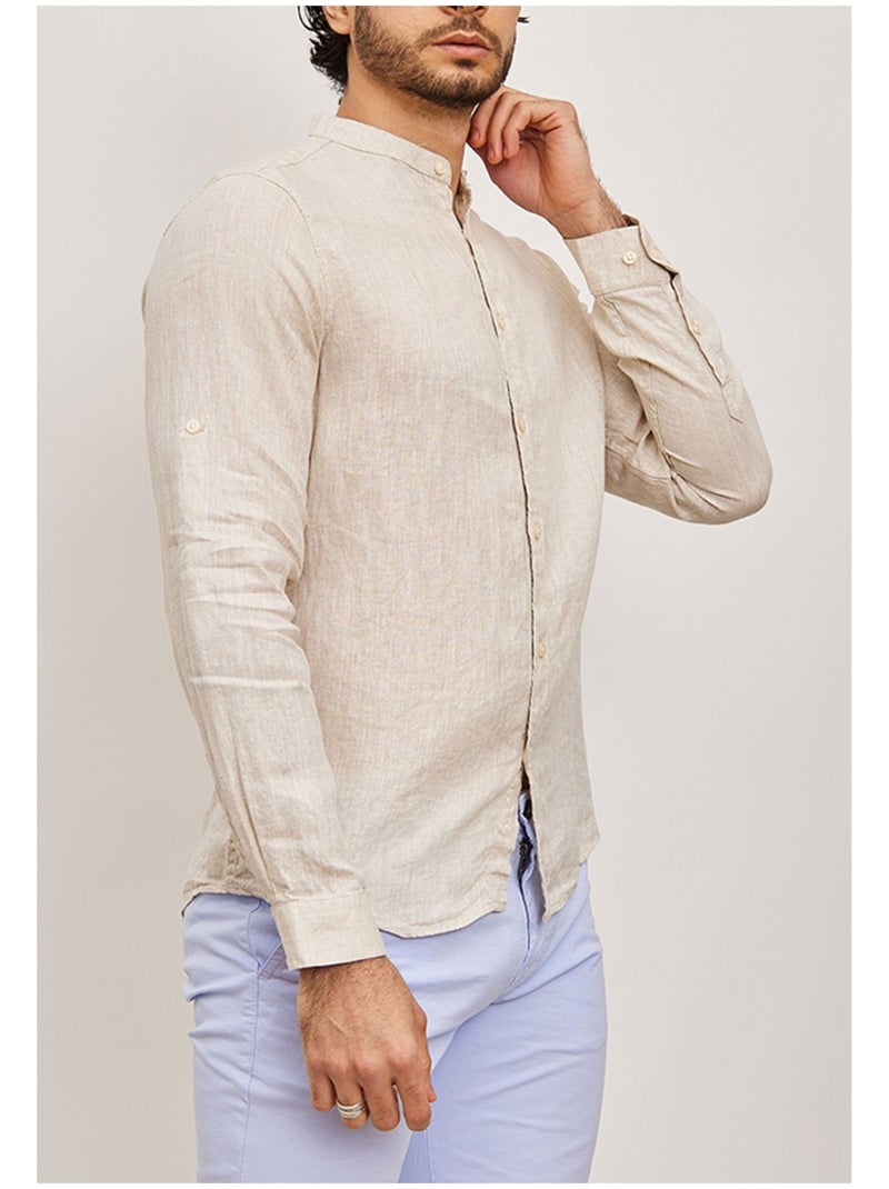 Camicia di lino Kebello Beige - Kiabi