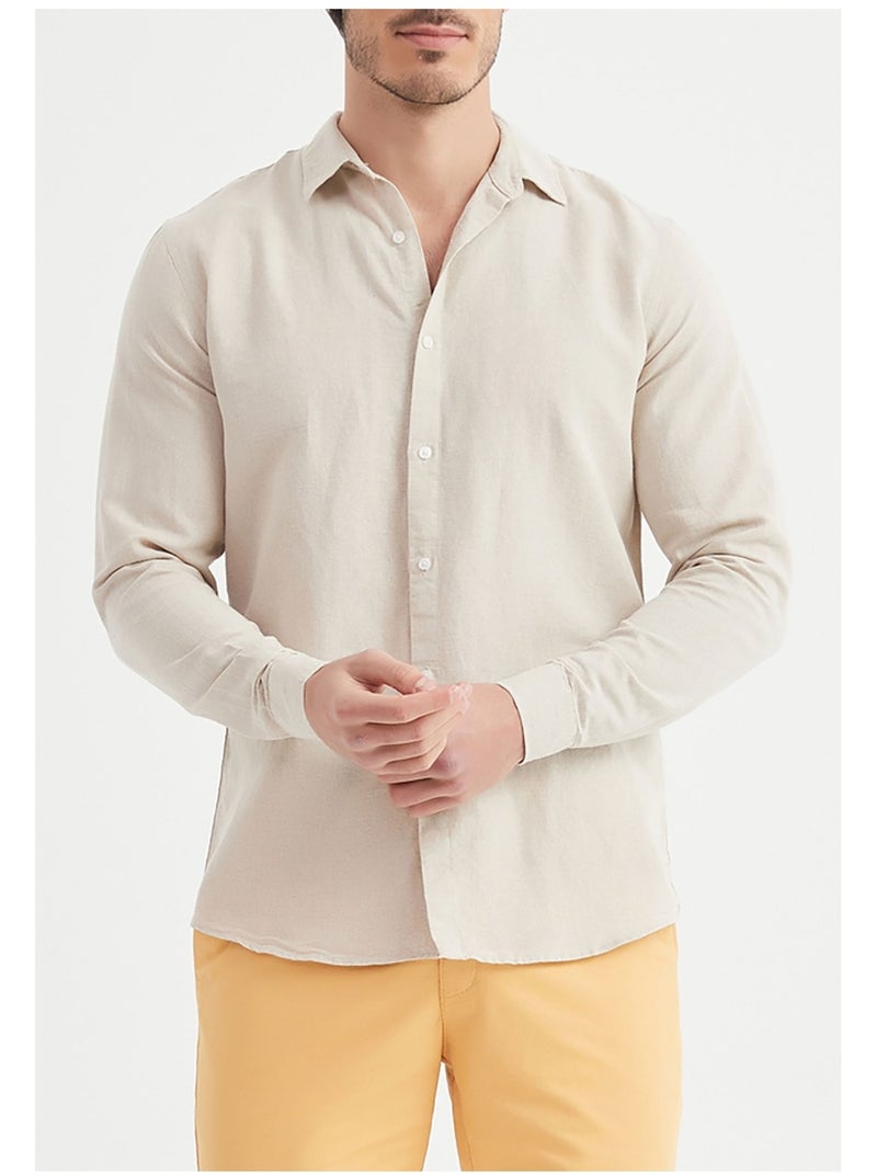 Camicia di lino Kebello Beige - Kiabi