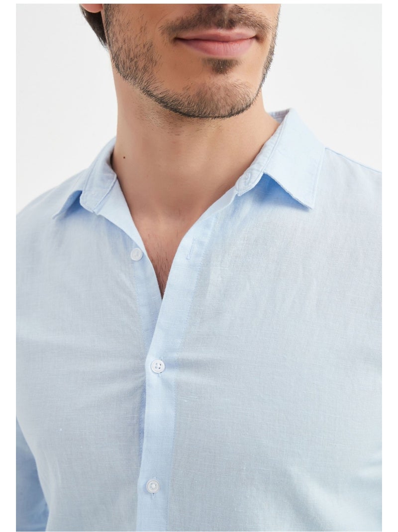 Camicia di lino Kebello Blu cielo - Kiabi