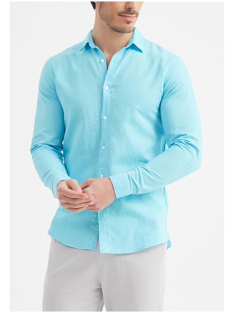 Camicia di lino Kebello Turchese - Kiabi