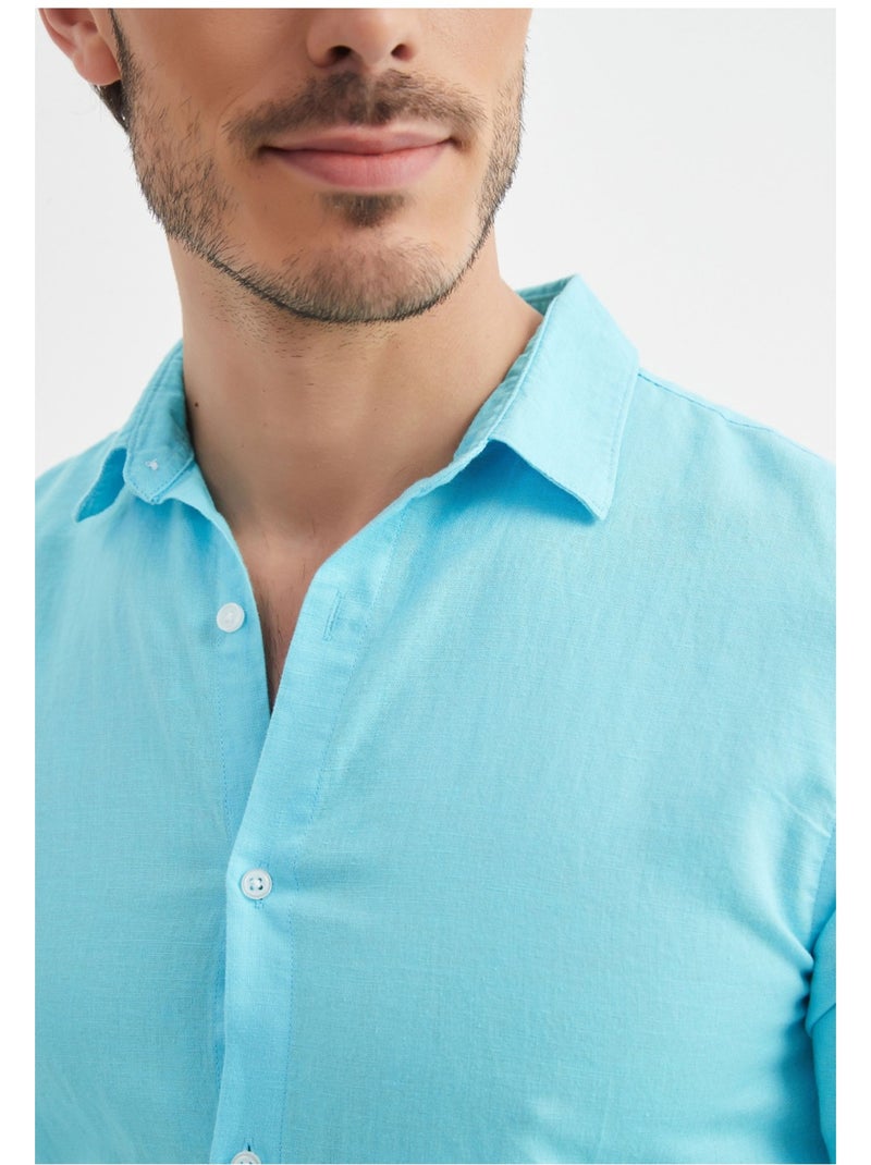 Camicia di lino Kebello Turchese - Kiabi