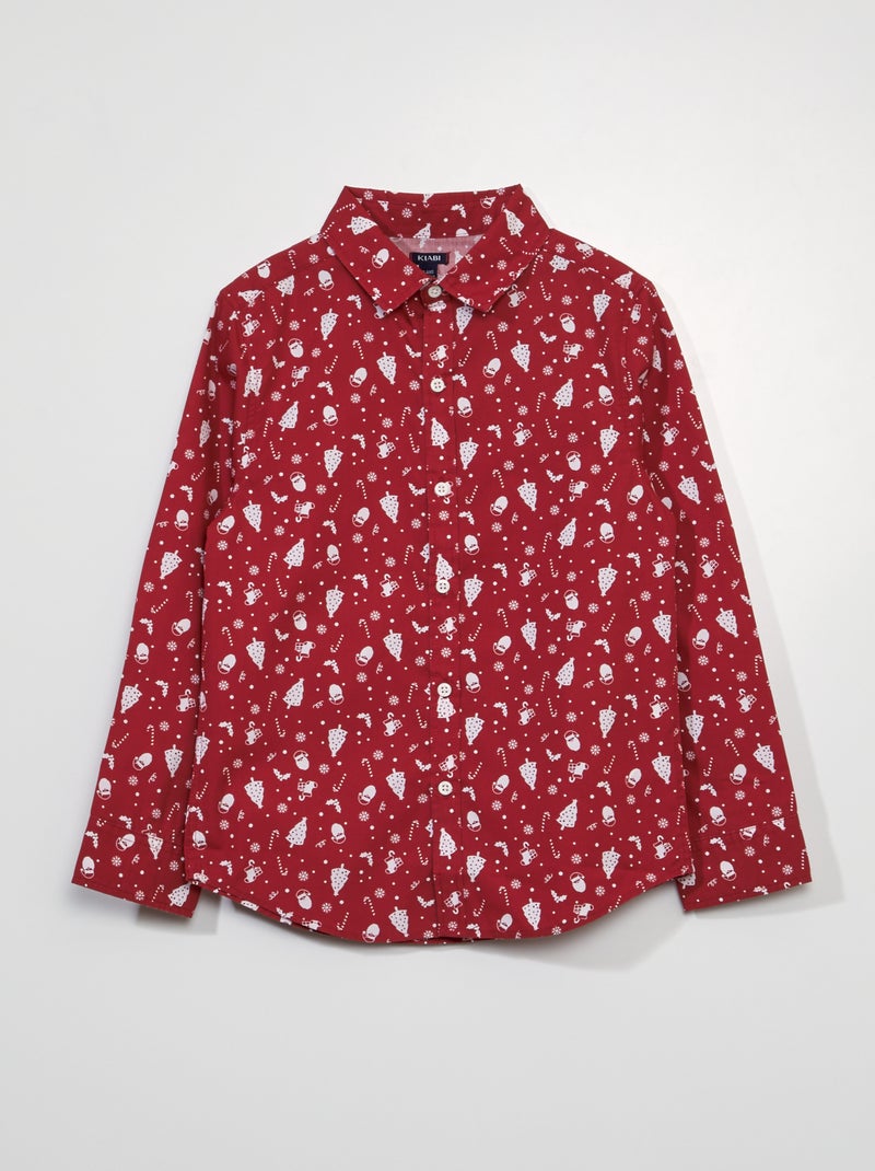 Camicia di Natale in popeline con alberi ROSSO - Kiabi