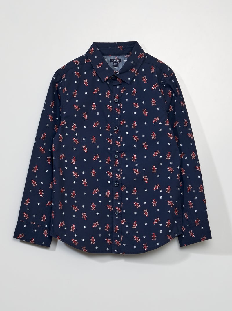 Camicia di Natale in popeline con biscottini BLU - Kiabi