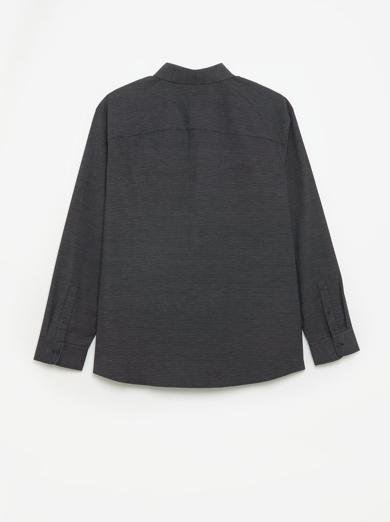 Camicia dobby a fantasia Nero - Kiabi