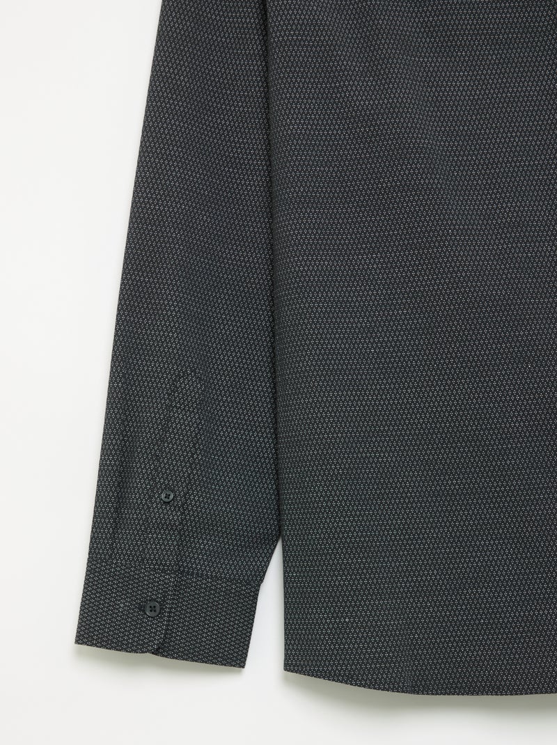 Camicia dobby a fantasia Nero - Kiabi
