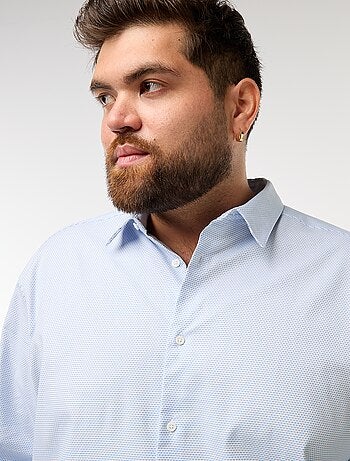 Camicia dobby slim fit con motivo