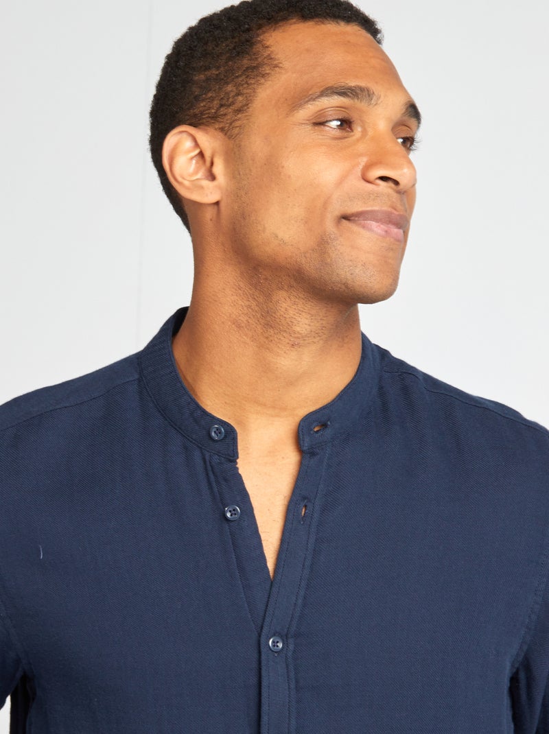 Camicia dobby taglio dritto scollo tondo blu - Kiabi