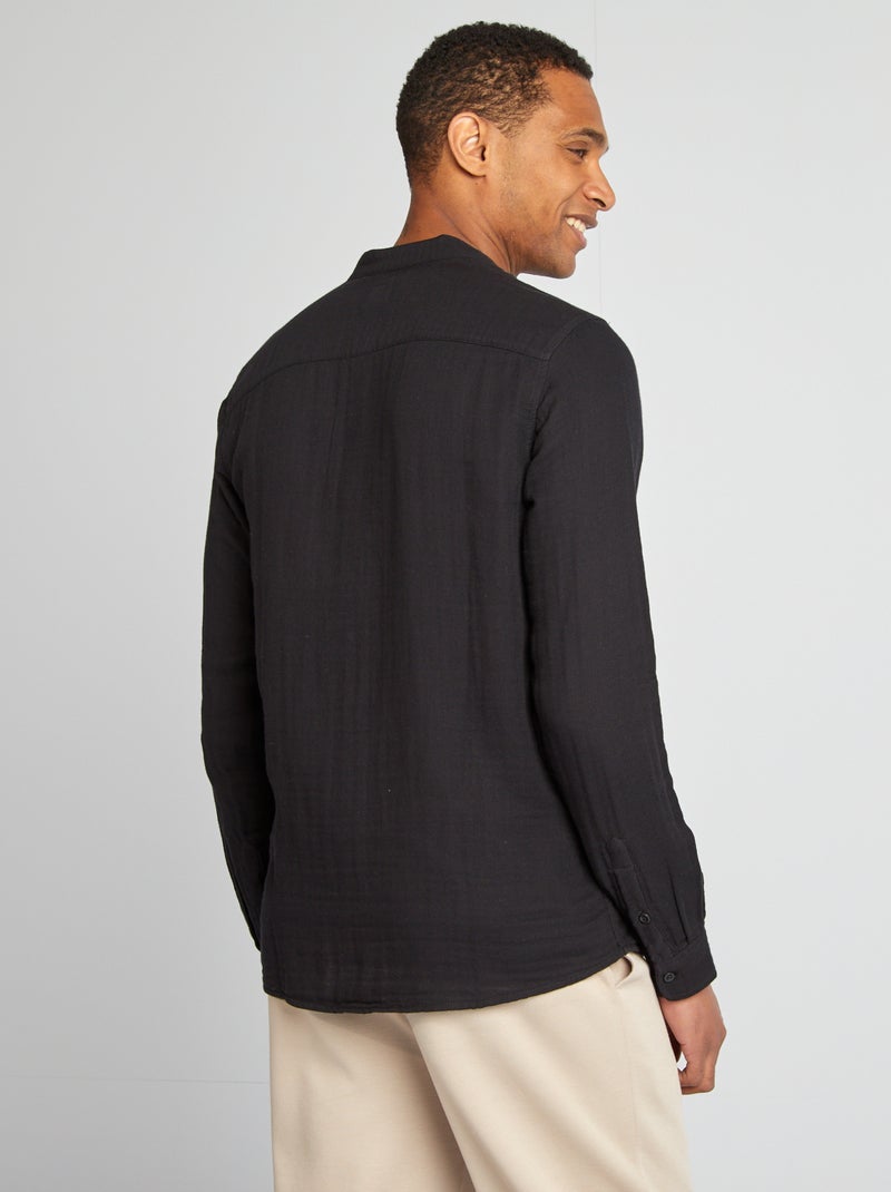 Camicia dobby taglio dritto scollo tondo nero - Kiabi