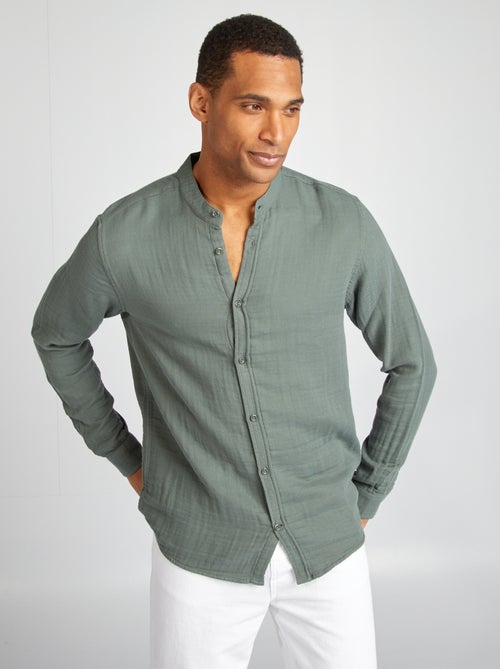 Camicia dobby taglio dritto scollo tondo - Kiabi