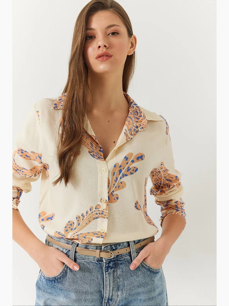 Camicia donna sagomata lucci Crema - Kiabi