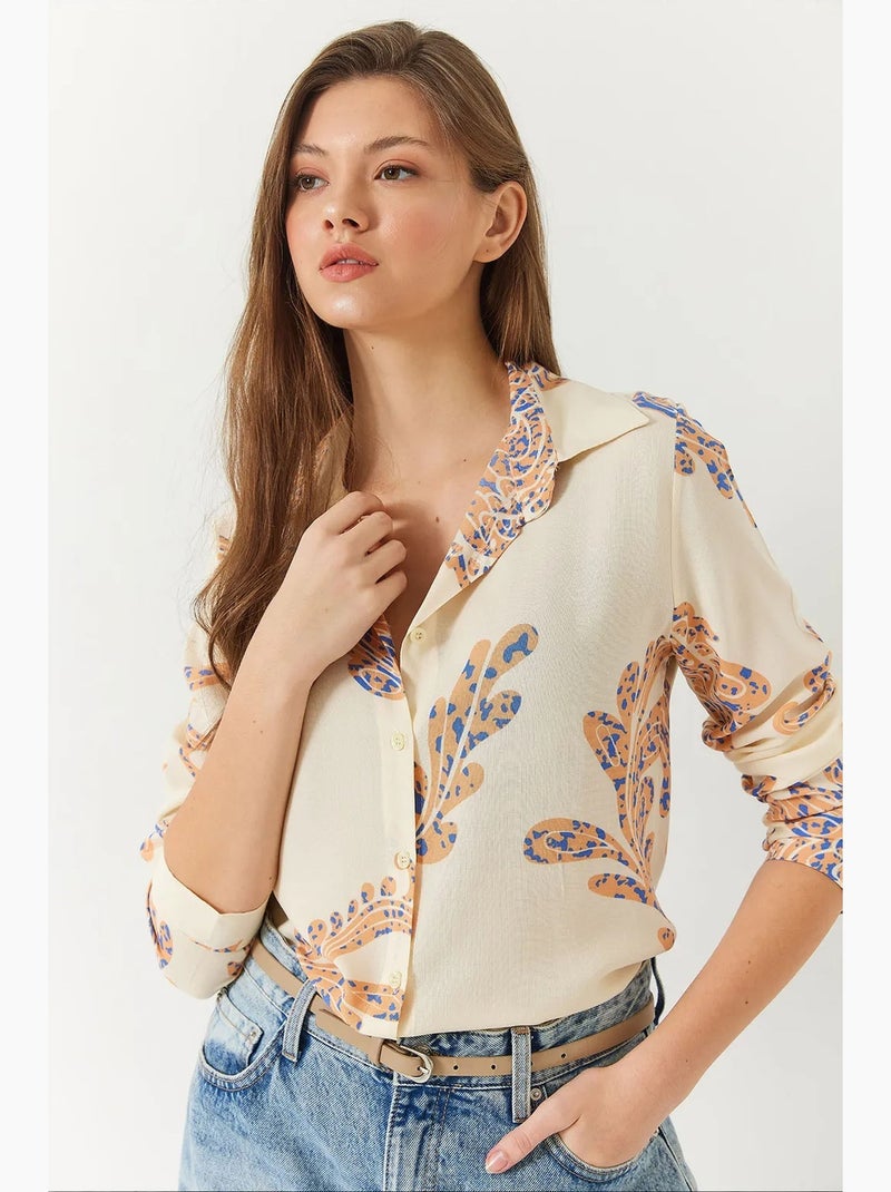 Camicia donna sagomata lucci Crema - Kiabi