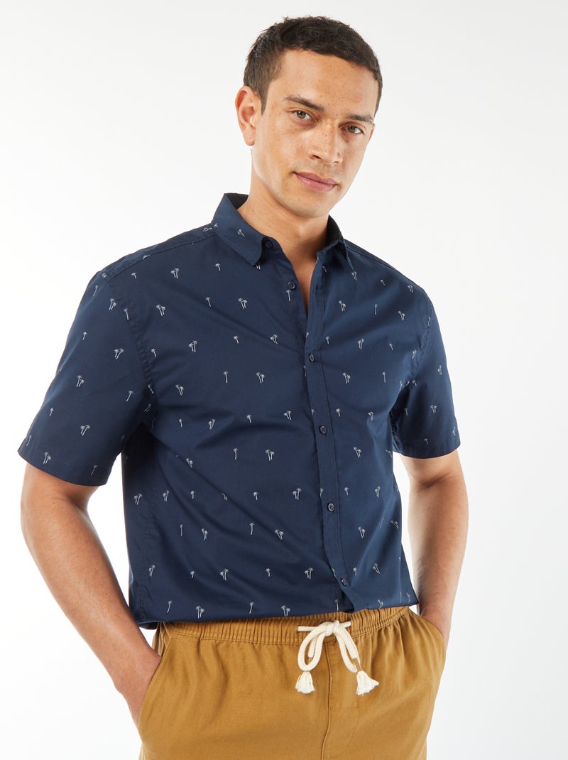 Camicia dritta a maniche corte Blu - Kiabi