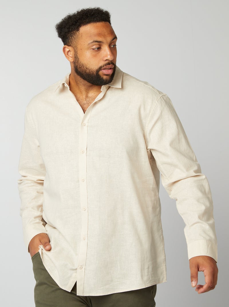 Camicia dritta a maniche lunghe beige - Kiabi