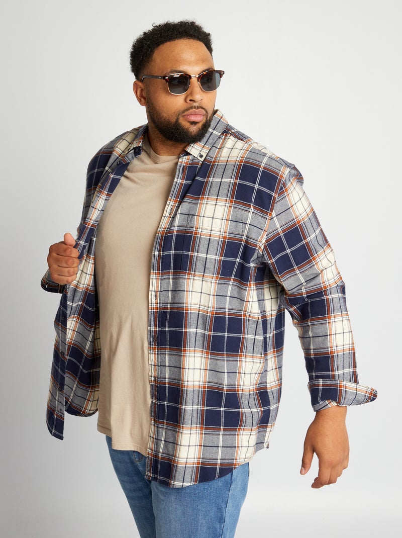 Camicia dritta a quadri BLU - Kiabi