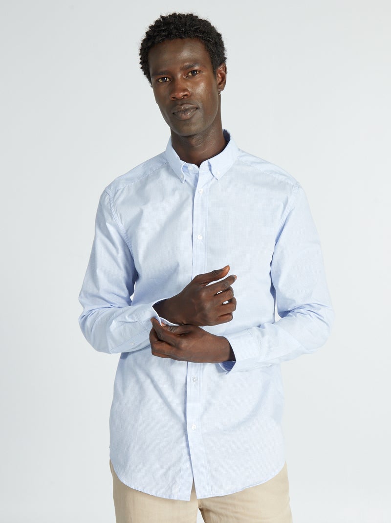 Camicia dritta a quadri BLU - Kiabi