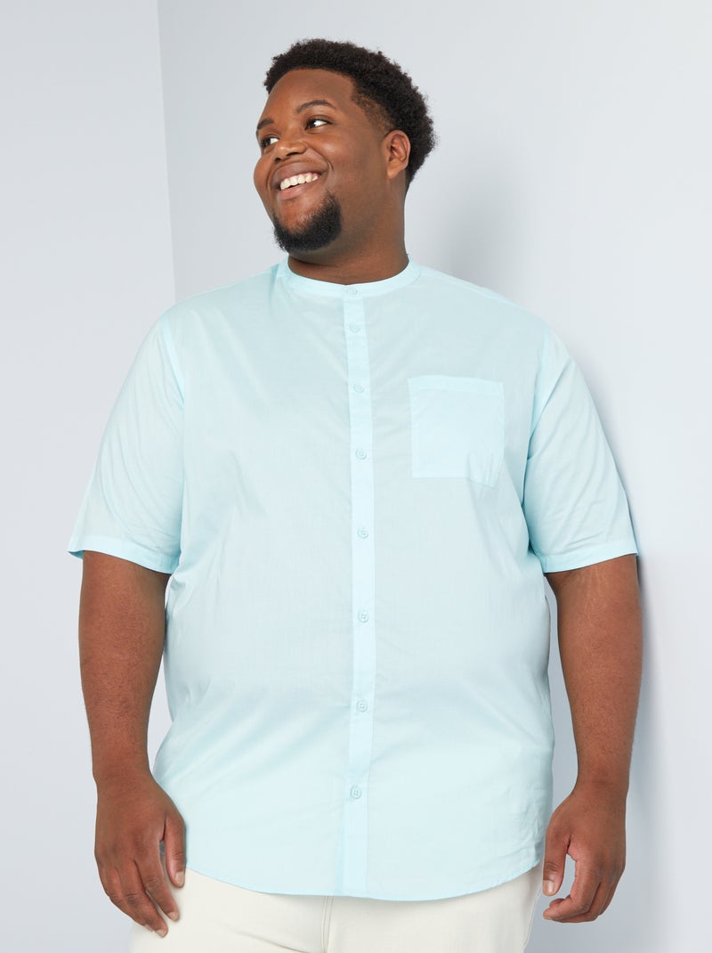 Camicia dritta con collo alla coreana blu chiaro - Kiabi