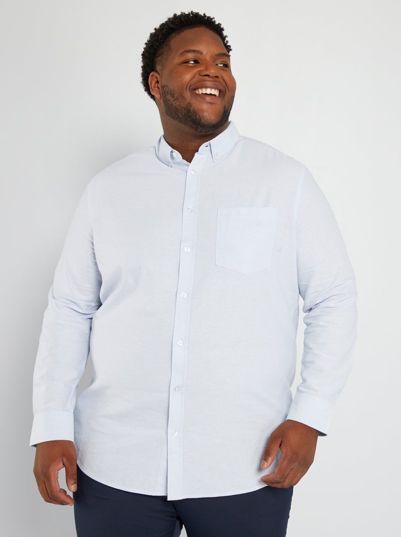 Camicia dritta con taschino BLU - Kiabi
