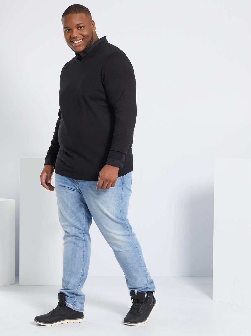 Camicia dritta e elasticizzata nero - Kiabi