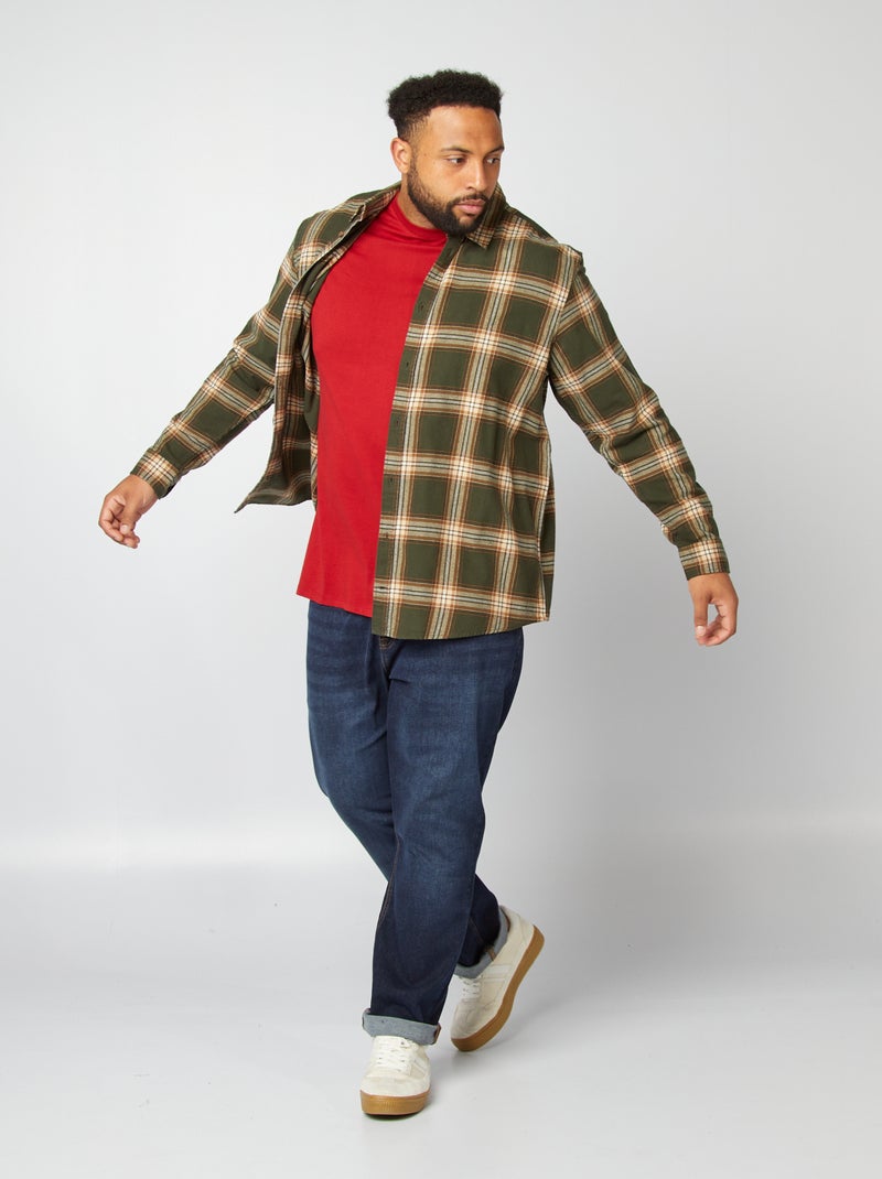 Camicia dritta in flanella a quadri KAKI - Kiabi