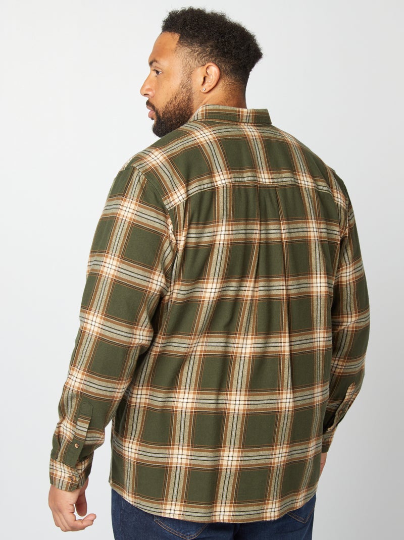 Camicia dritta in flanella a quadri KAKI - Kiabi