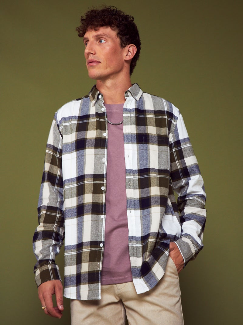 Camicia dritta in flanella BIANCO - Kiabi