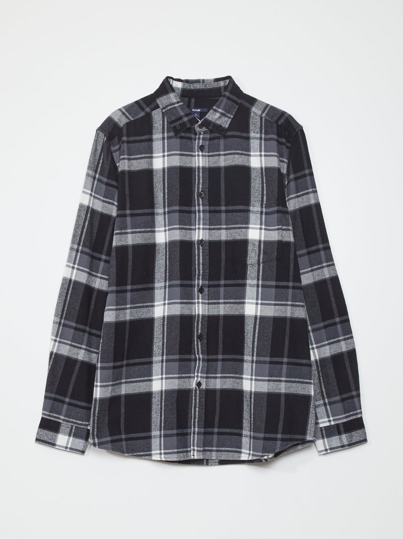 Camicia dritta in flanella NERO - Kiabi