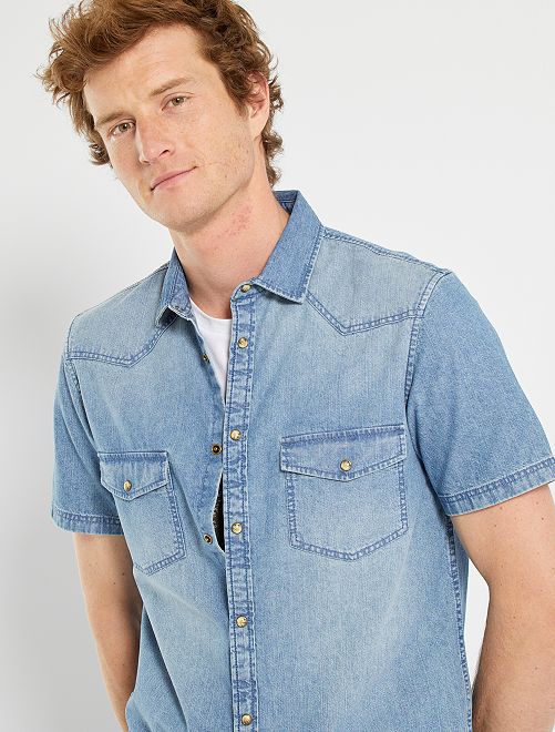 Camicia dritta in jeans stone - stone - Kiabi - 13.00€