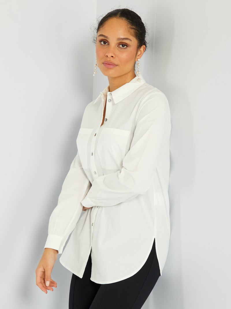 Camicia dritta in popeline BIANCO - Kiabi