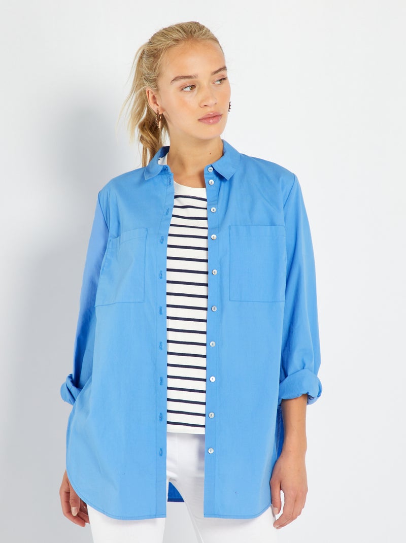 Camicia dritta in popeline BLU - Kiabi