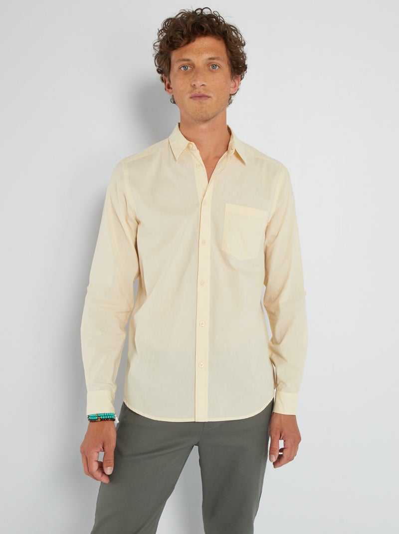 Camicia dritta puro cotone GIALLO - Kiabi