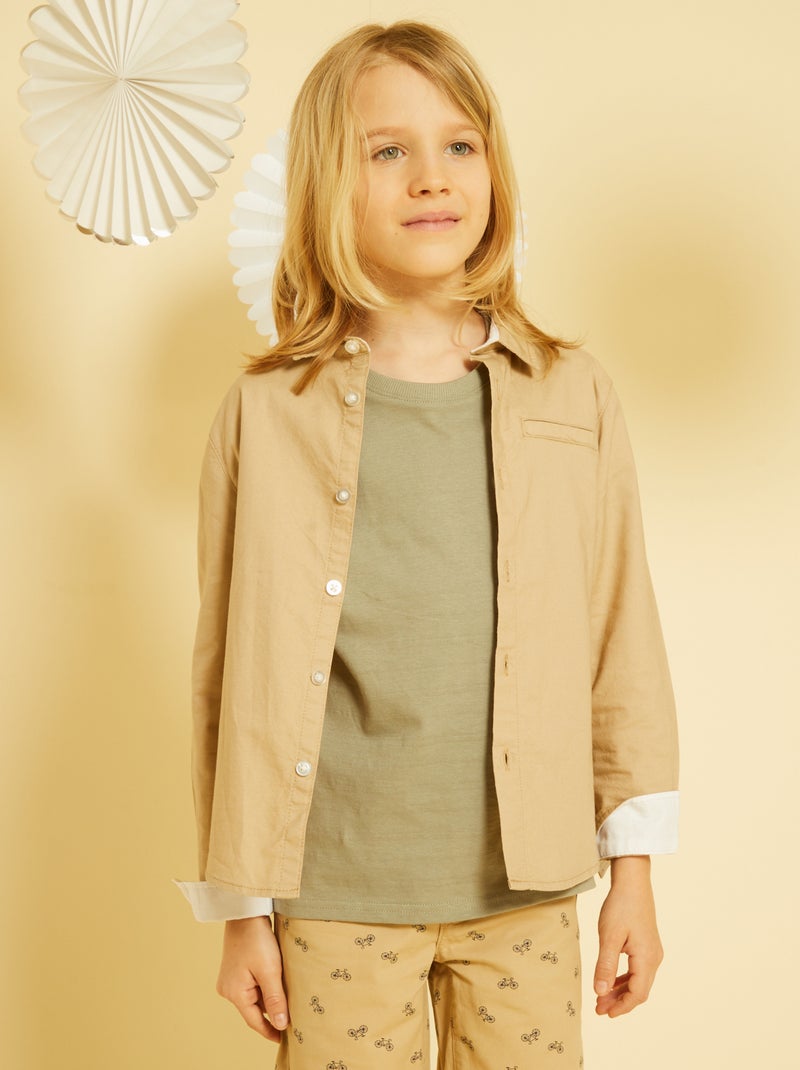 Camicia dritta tinta unita BEIGE - Kiabi