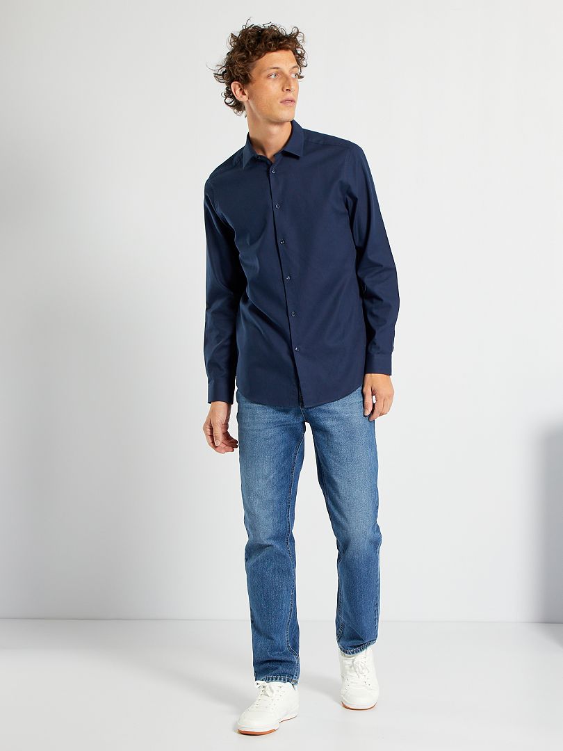 Camicia dritta tinta unita blu nero - Kiabi