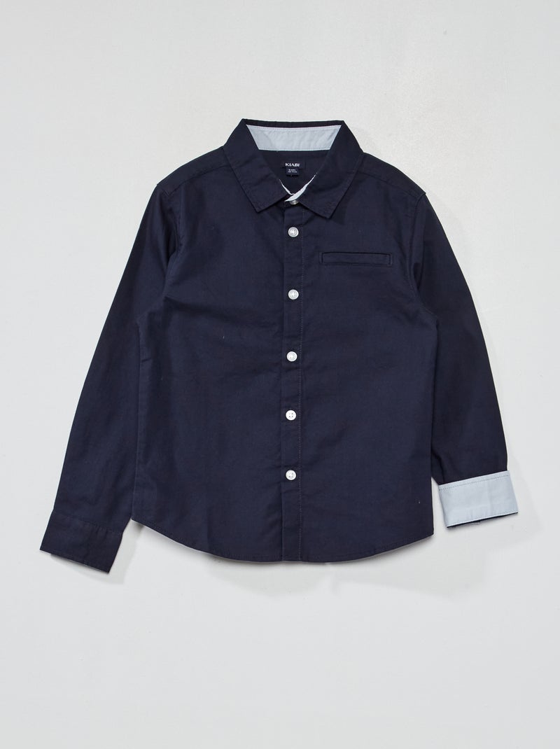 Camicia dritta tinta unita blu - Kiabi