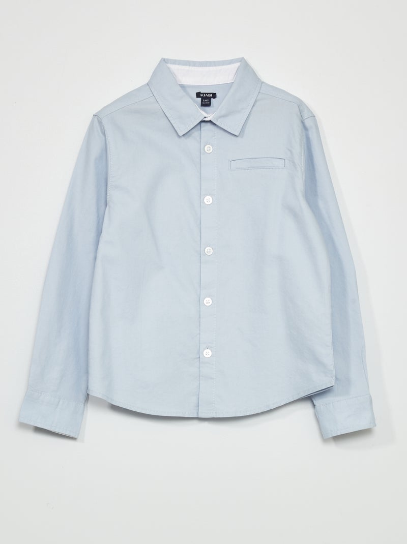 Camicia dritta tinta unita grigio blu - Kiabi