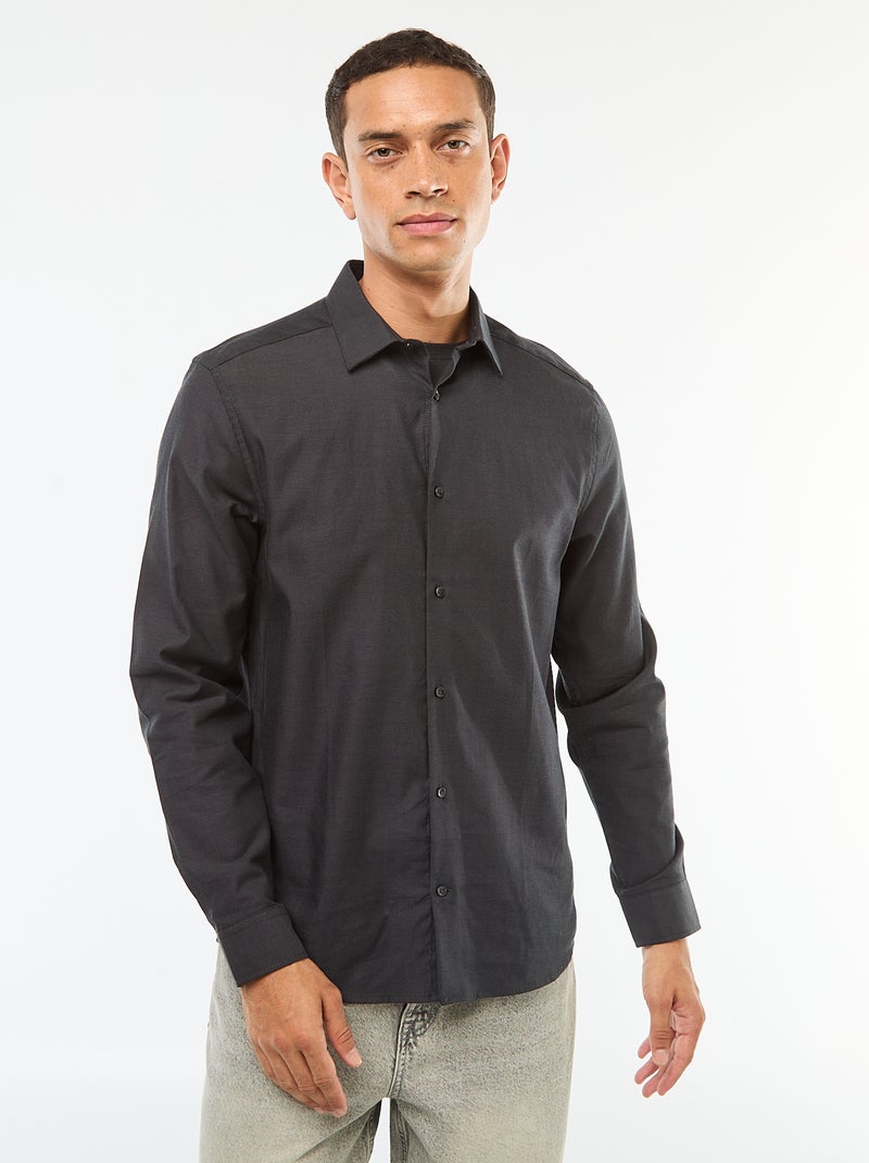 Camicia dritta tinta unita Nero - Kiabi