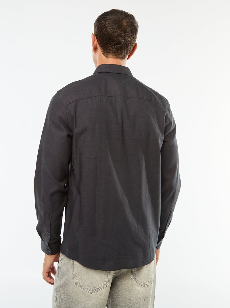 Camicia dritta tinta unita Nero - Kiabi