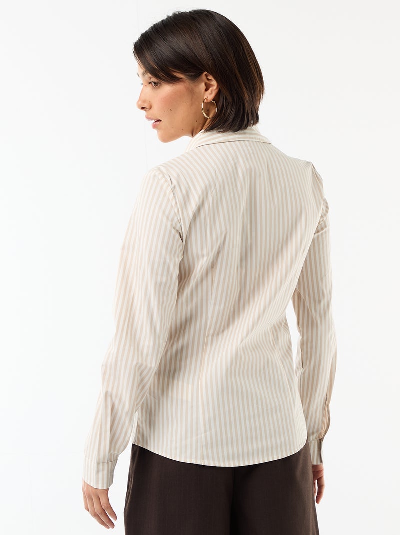 Camicia effetto fit collo italiano Beige - Kiabi