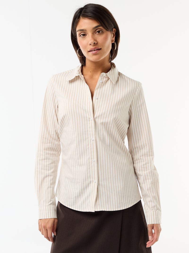 Camicia effetto fit collo italiano Beige - Kiabi