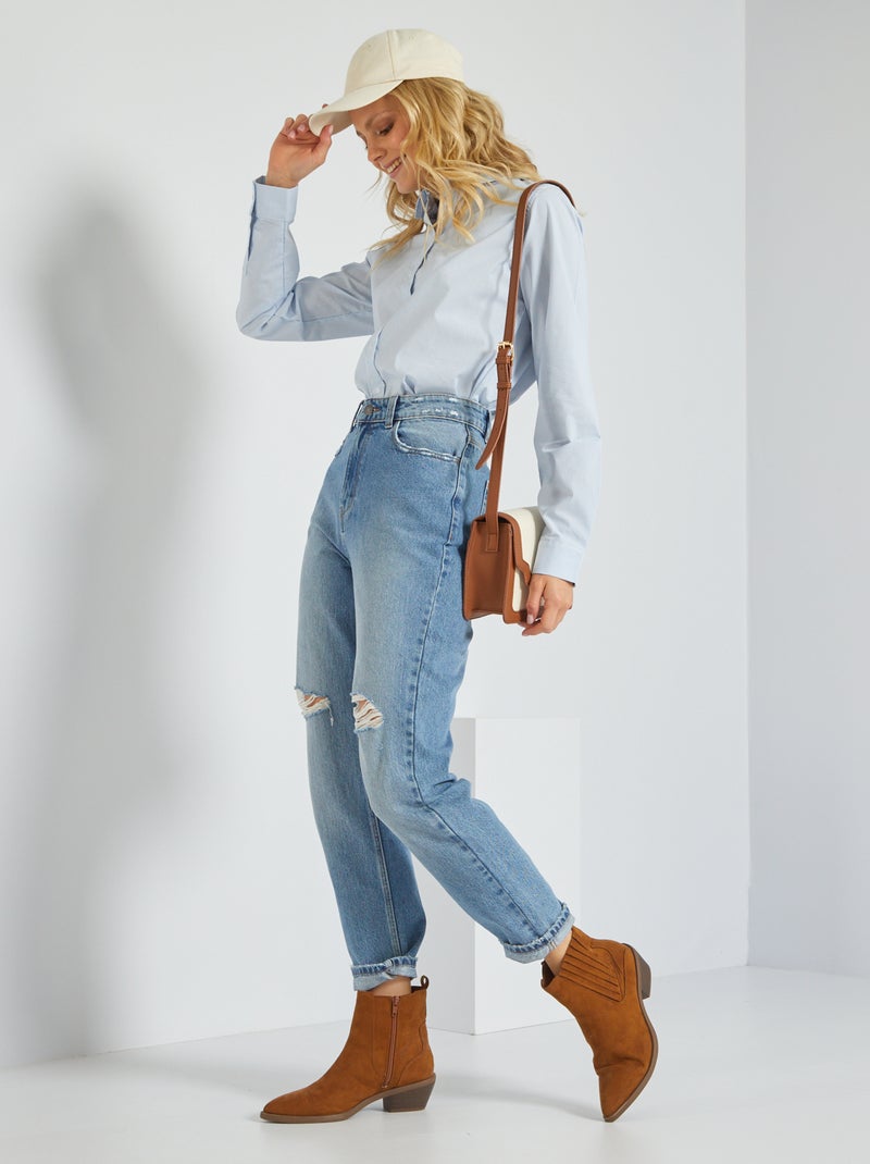 Camicia effetto fit collo italiano BLU - Kiabi