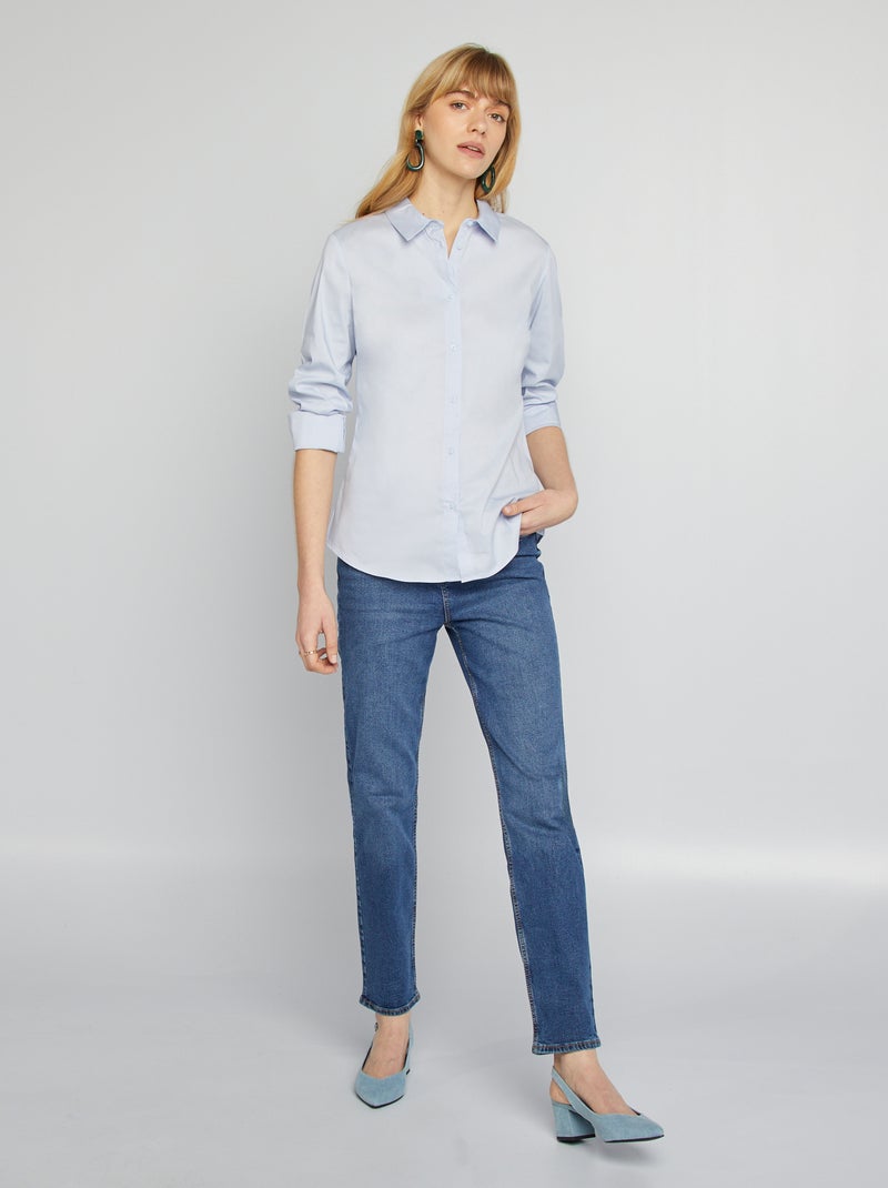 Camicia effetto fit collo italiano grigio blu - Kiabi