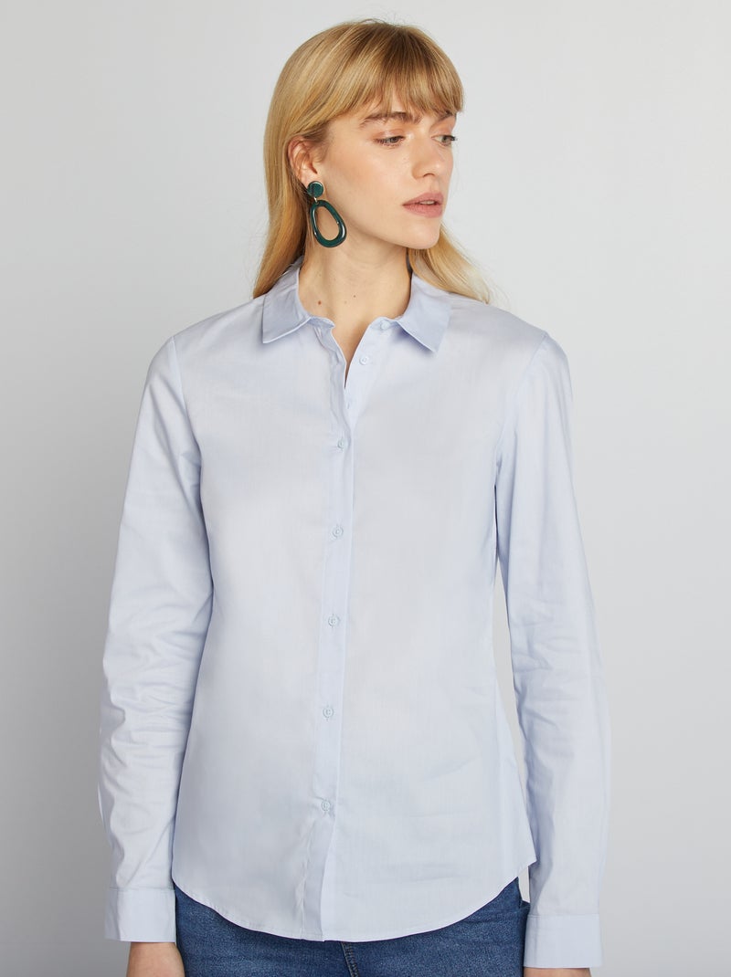 Camicia effetto fit collo italiano grigio blu - Kiabi