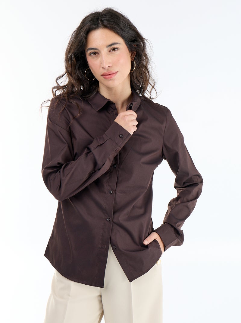 Camicia effetto fit collo italiano Marrone - Kiabi
