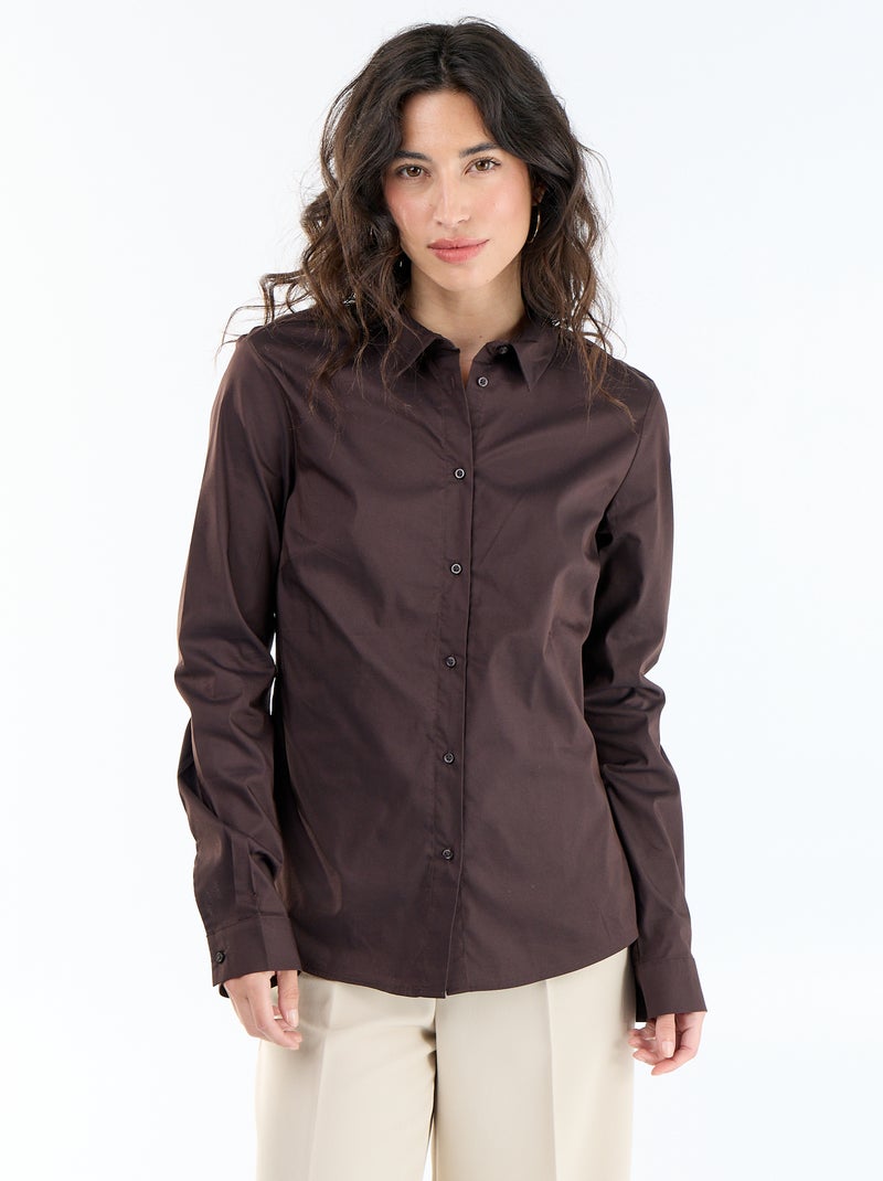 Camicia effetto fit collo italiano Marrone - Kiabi