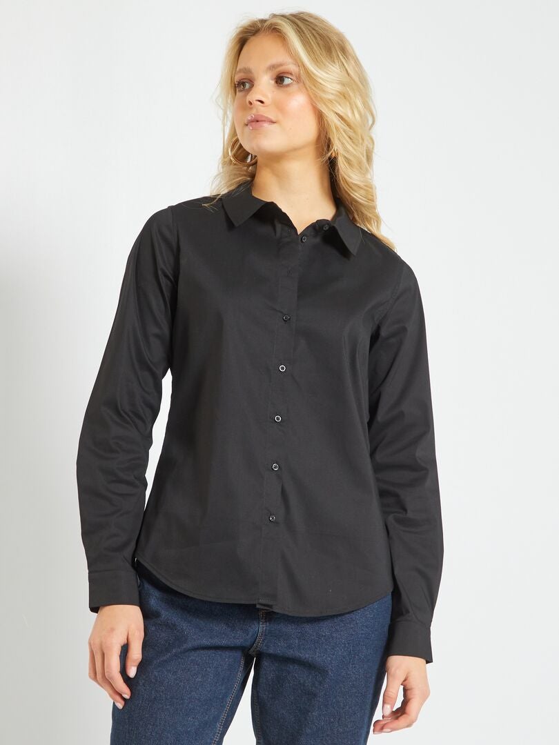 Camicia effetto fit collo italiano Nero - Kiabi