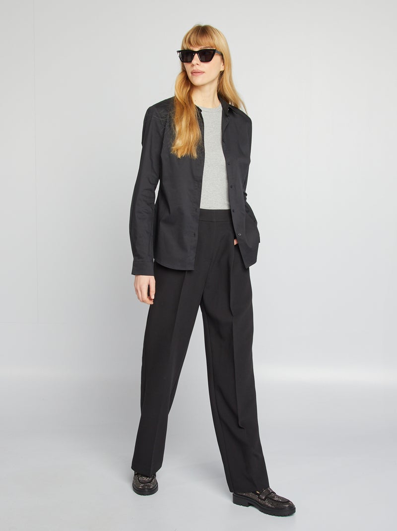 Camicia effetto fit collo italiano nero - Kiabi