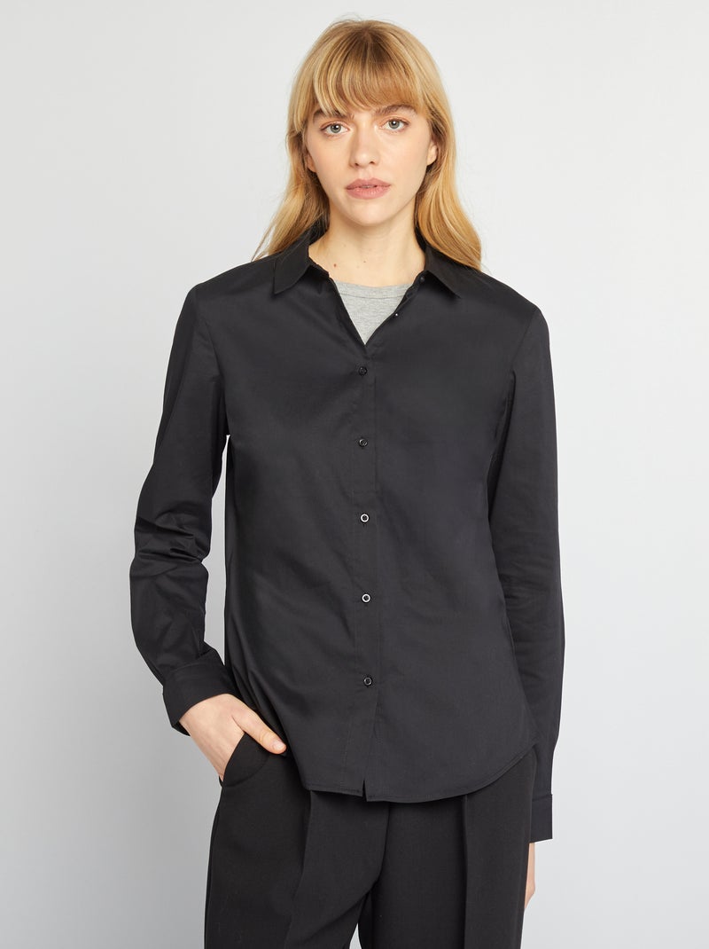 Camicia effetto fit collo italiano nero - Kiabi