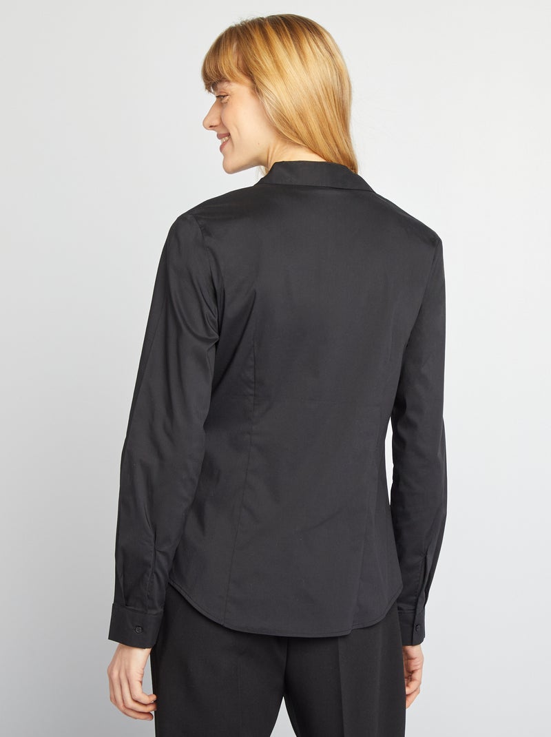 Camicia effetto fit collo italiano nero - Kiabi