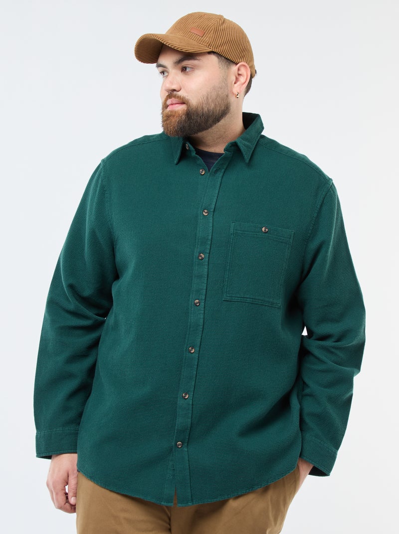 Camicia effetto goffrato tinta unita Verde - Kiabi