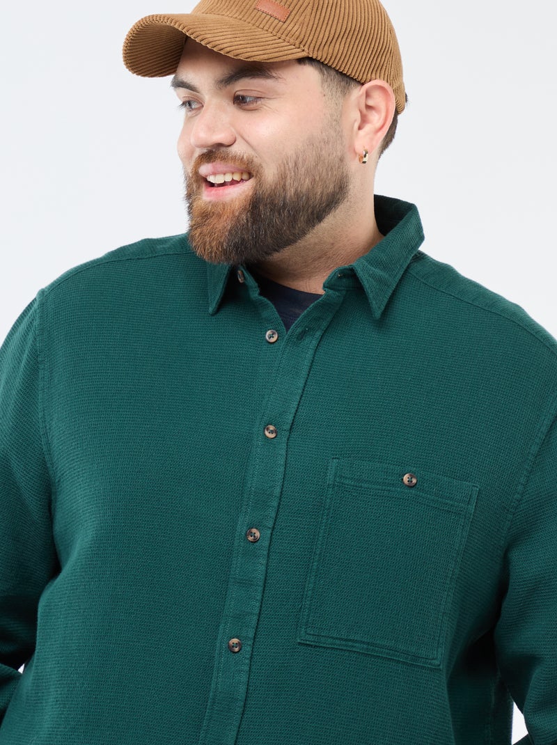 Camicia effetto goffrato tinta unita Verde - Kiabi